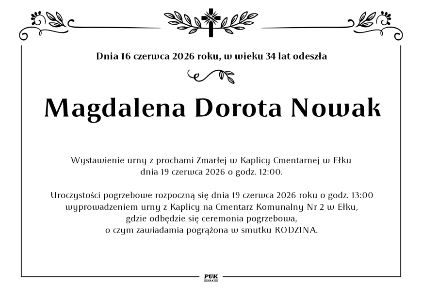 Magdalena Dorota Nowak - nekrolog